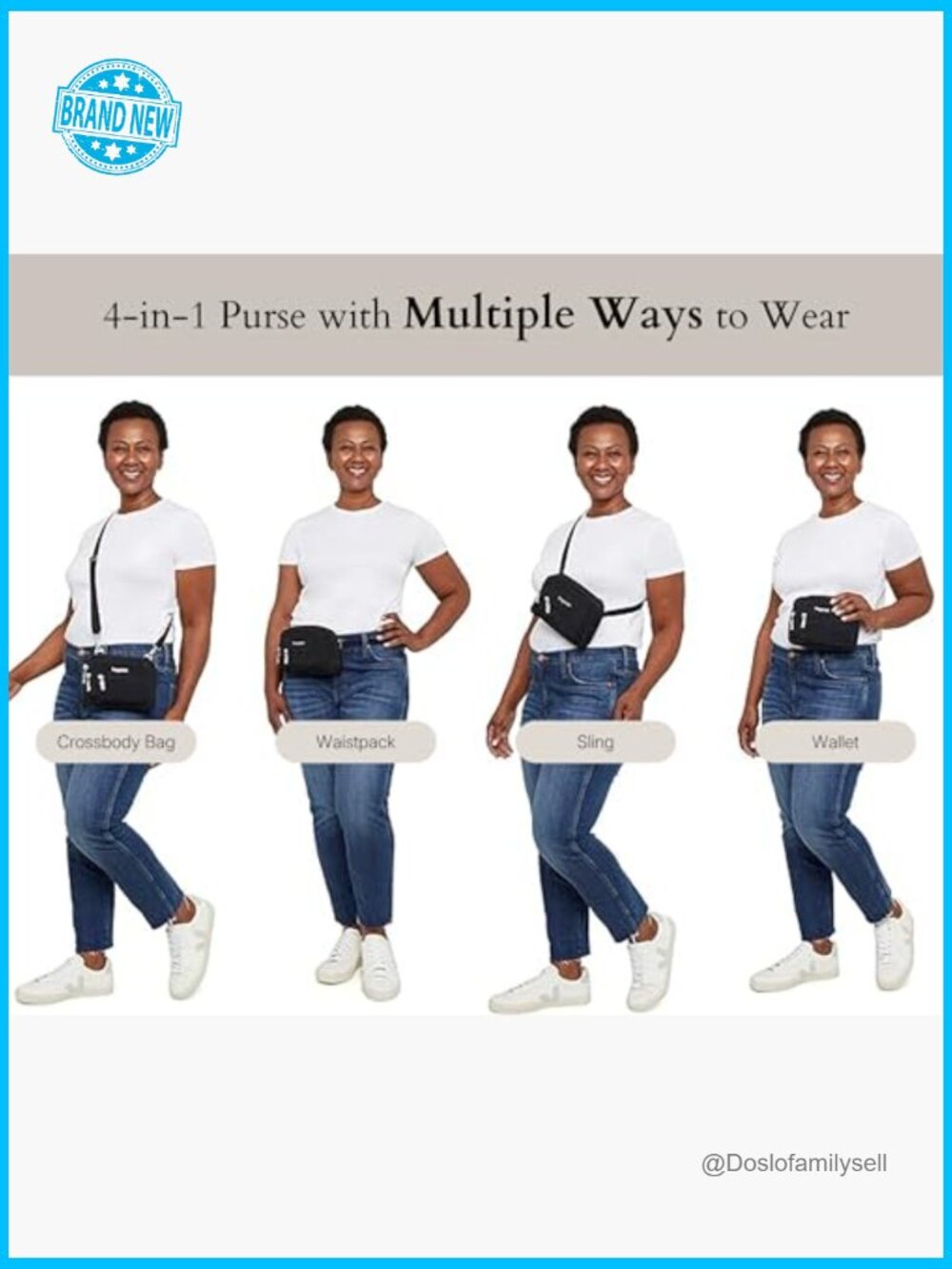 Lightweight Nylon Crossbody Bag Convertible to Belt Bag - Travel Essentials - Picture 5 of 7